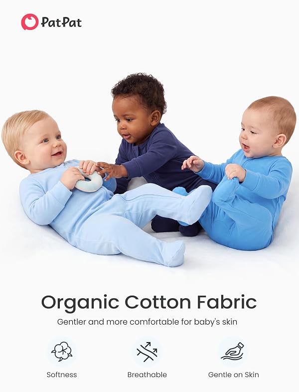 PATPAT Cotton Baby Footie Pajamas for Boys & Girls, 3 Pack by PATPAT - Used condition - Image 3