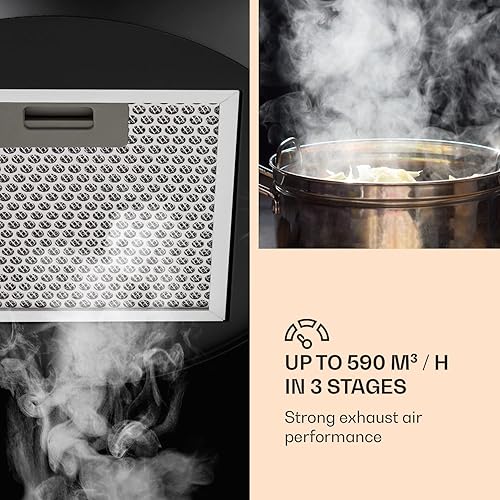 Miniatura 4 de Klarstein Campana extractora de isla colgante, ventilador extractor para islas de cocina, flujo de aire de 558 mh, temporizador, ventilador