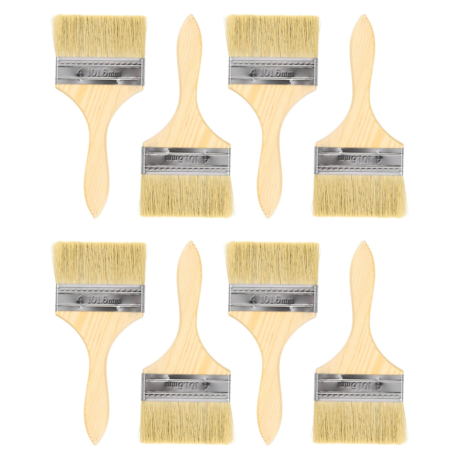 Pinceaux plats de peinture lot de 8 avec manche bois pour lasure et vernis