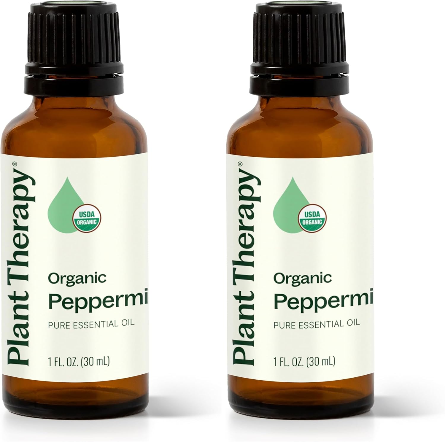 Plant Therapy Organic Peppermint Essential Oil 30 mL (1 oz) (Pack of 2), 100% Pure, Undiluted, USDA Certified Organic, Undiluted, Natural Aromatherapy, for Neck Tension and Muscle Discomfort