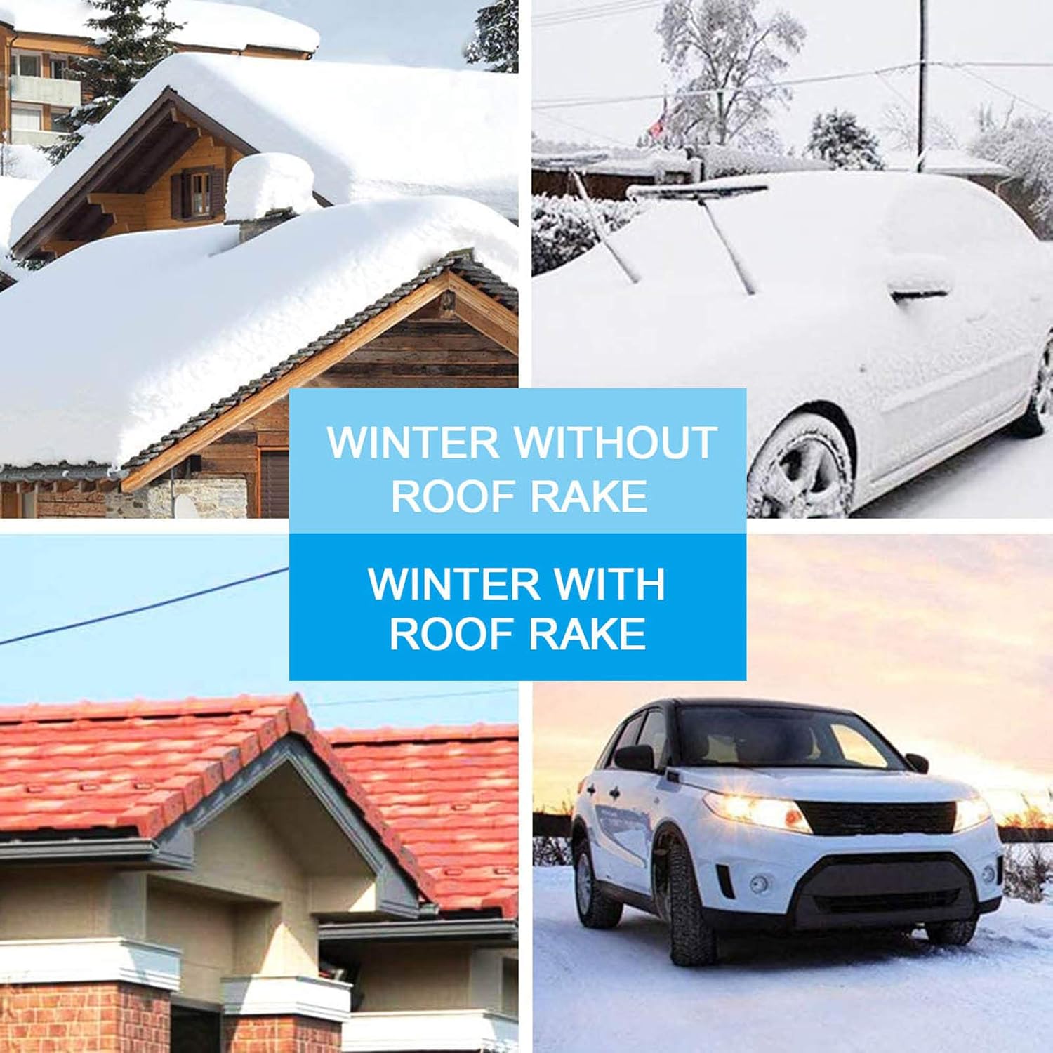 review LIUD Snow Rake to Clean Roof Aluminum Roof Snow Rake Removal Tool Adjustable Telescoping Handle 6.2-21 Ft Snow Rake for Truck Oxford Cloth Slide and Wheels