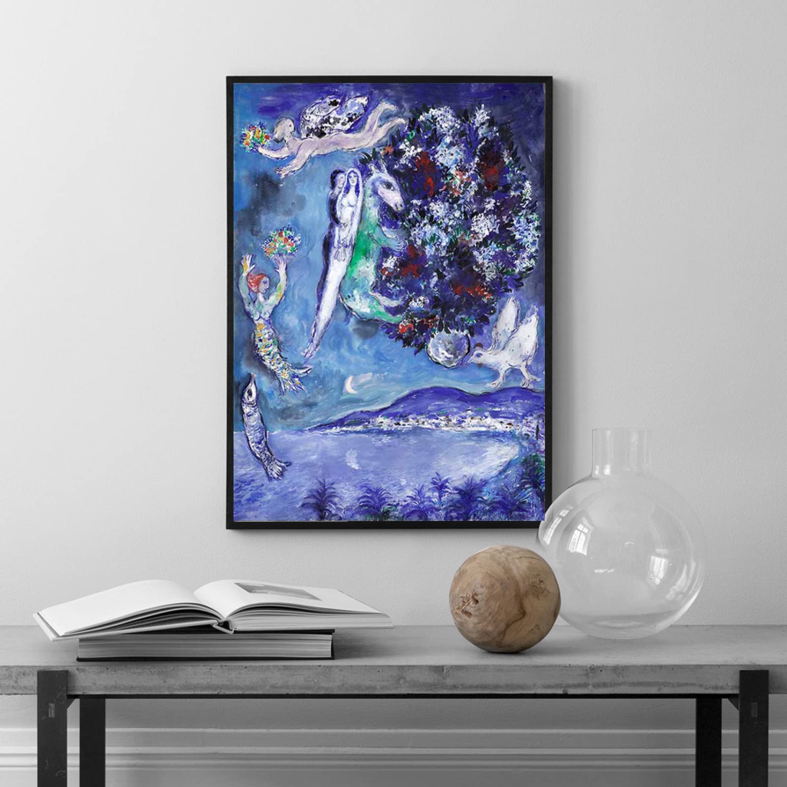 【値下げ交渉可】マルク・シャガール 人物画 複製画 油彩 名画 額装 777 マルク・シャガール 人物画 複製画 油彩 名画 インテリア 額装