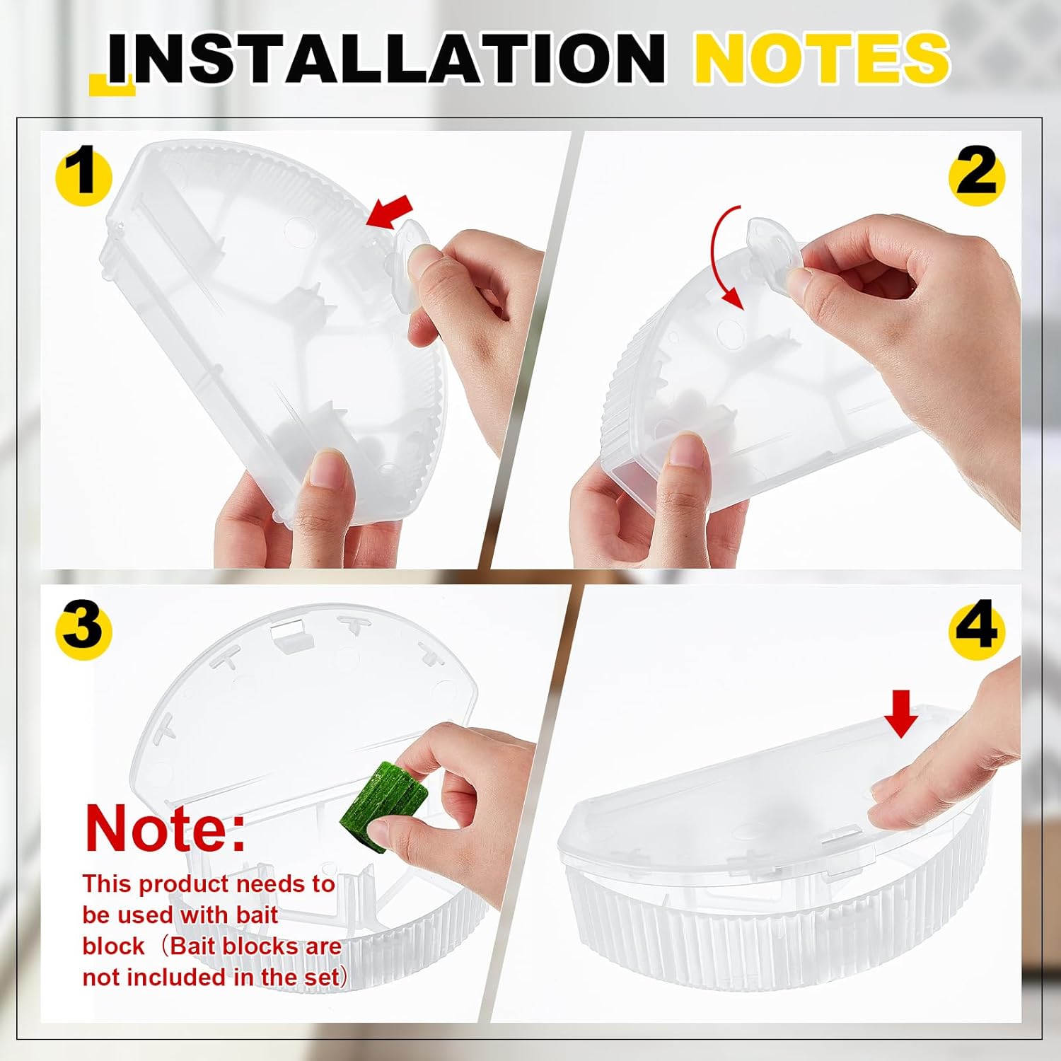 Qualirey 12 Pcs Mouse Station with Keys, Mice Bait Stations Waterproof Indoor Outdoor Traps Boxes, Bait Not Included, Suitable for Small (Translucence)