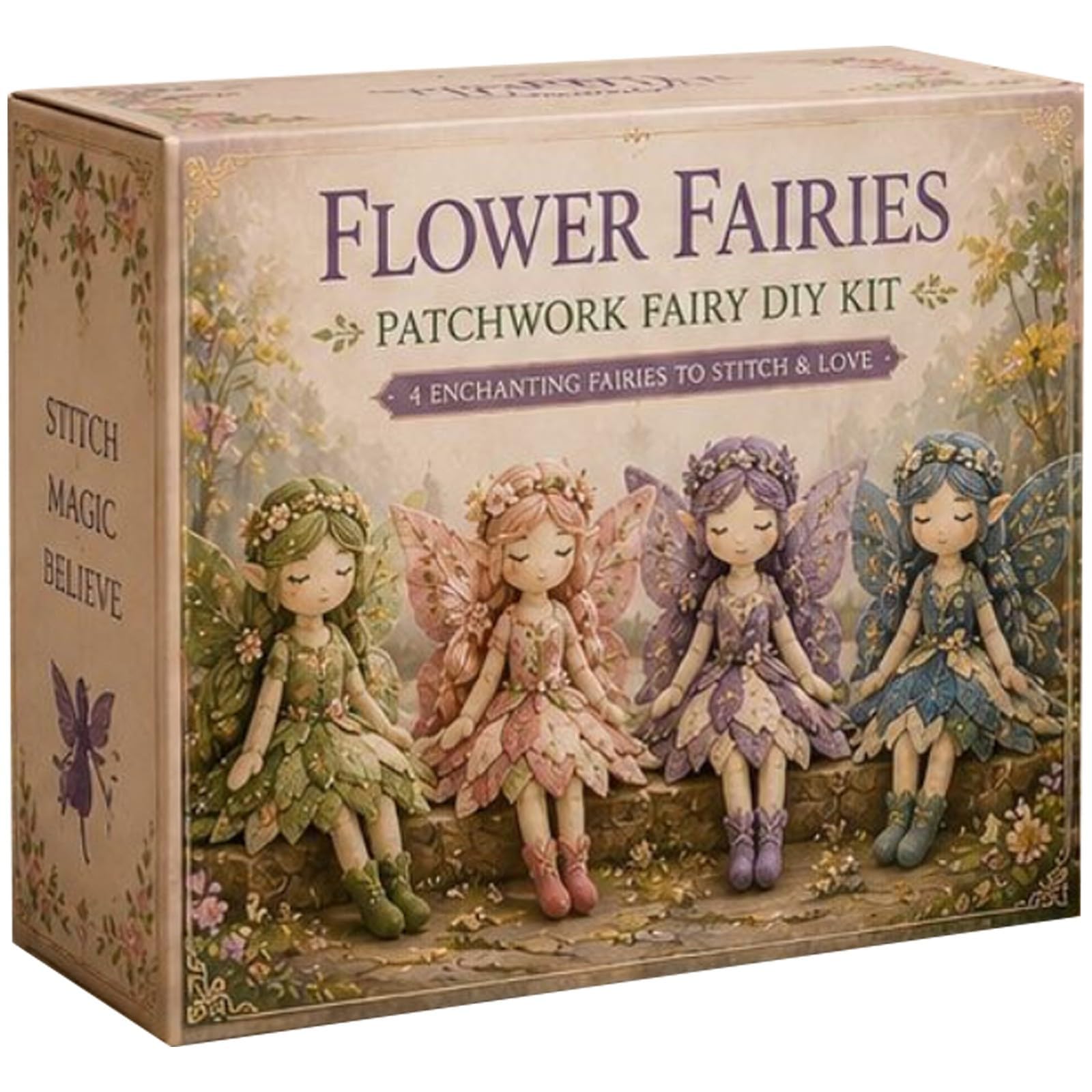 Flower Fairies Patchwork Craft Kit, Handmade Sewing Doll, Creative DIY Gift for Craft Lovers &Beginner Crafters& Home Decor