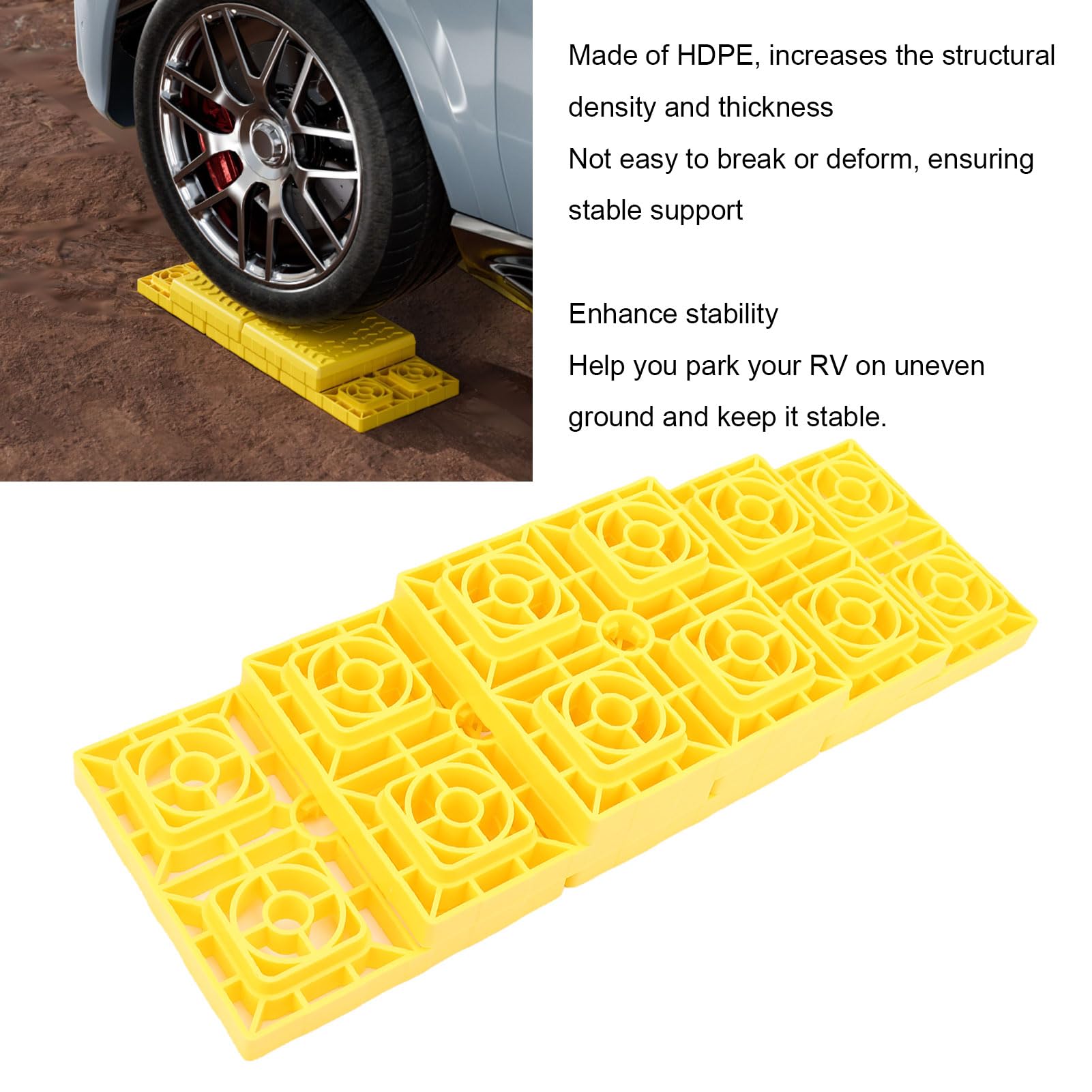 Luocute 10pcs RV Blocksing, Stosy w Stosy Wytrzymałościowe Podkładki do Obozowiczów dla Pojedynczych Podwójnych kół Podnośniki Hydrauliczne z torbą do Przenoszenia do Kempingowej