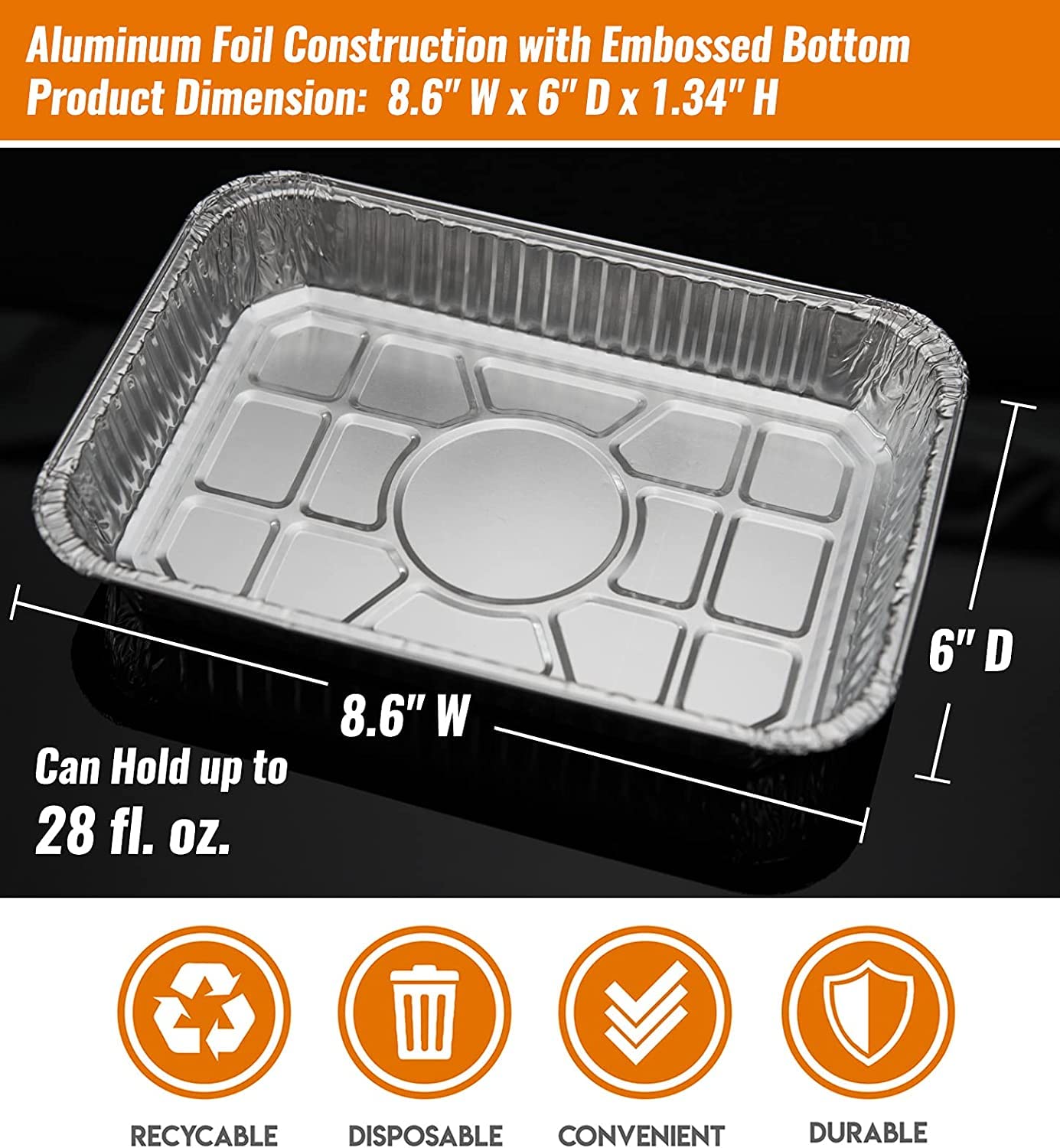 NUPICK Paquete de 55 sartenes de goteo 6415 compatibles con Weber Spirit Series, Genesis Series, parrillas de la serie Q, bandejas de grasa desechables de papel de aluminio, 8.5 x 6 pulgadas