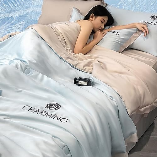 Miniatura 10 de Edredón de algodón fresco y ligero para verano, fresco como helado, manta ligera para verano con doble cara fría, edredón refrescante, edredón de