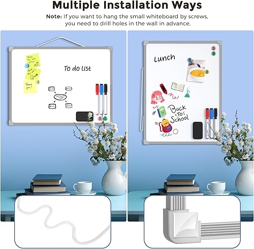 Vista 29 de MaxGear Pizarra blanca colgante de doble cara para pared, pizarra blanca colgante de 16 x 12 pulgadas, pequeña pizarra blanca de borrado en seco