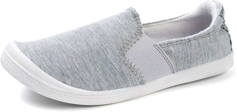 FUNKYMONKEY Slip-On Canvas Sneakers for Women, Comfortable Lightweight Lace-Up Flat Casual Tennis Shoes Breathable Walking Shoes for Everyday Wear