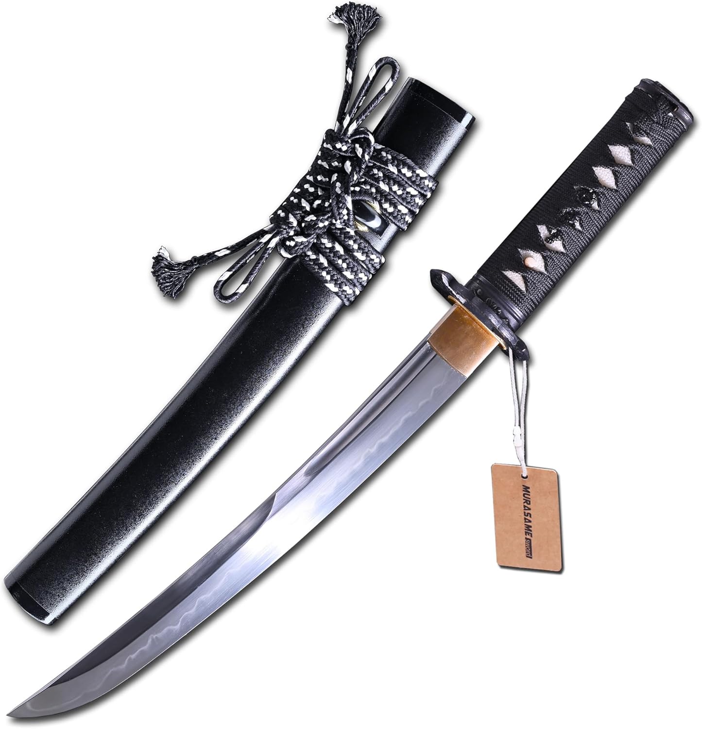 MURASAME Tanto Sword Short Katana Clay Tempered T10 Steel Real Hamon Very Sharp Full Tang Handmade