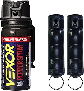 Vexor Pepper Spray 3 Pack Bundle - Full Axis with Belt Clip Self Defense Police Strength, 20 Ft. Range + 2 Pack Flip-Top F...