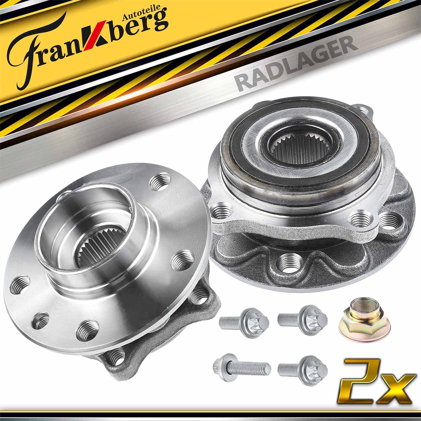 Frankberg Set di 2 cuscinetti ruota anteriori con anello magnetico ABS | davanti Con anello magnetico Sensore di velocità ABS Sensore di velocità ABS Ruota flangiata ⌀135