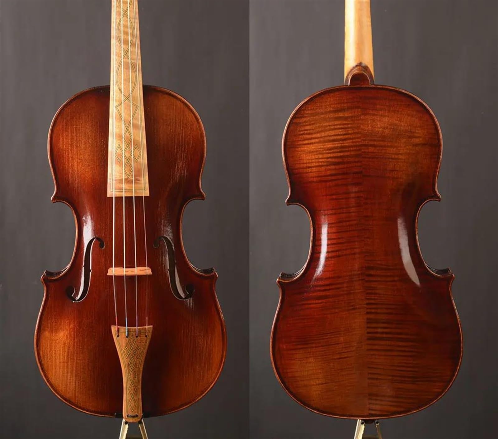 Violino Violini Barocchi 4/4 Fiammati Con Custodia E Archetto Per Principianti Verniciati A Mano