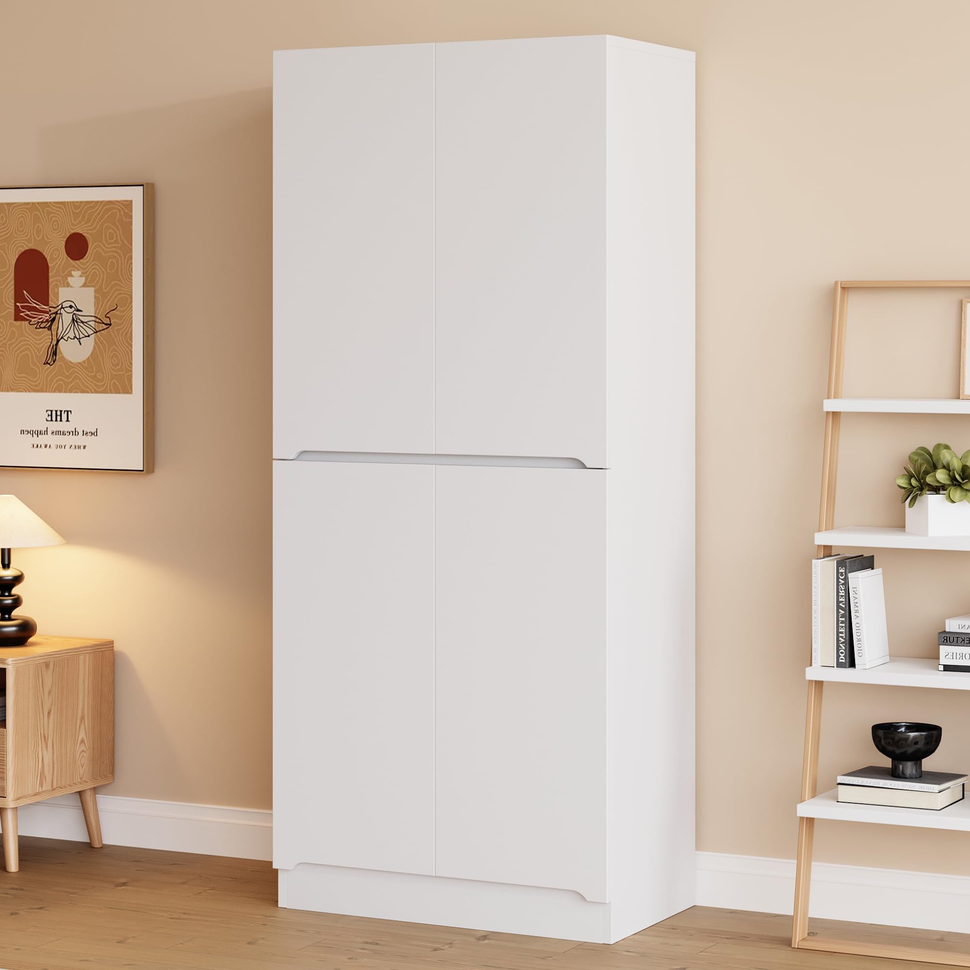 Armadio 70 × 40 × 170 cm, design a doppia porta con piccolo vano portaoggetti, bianco
