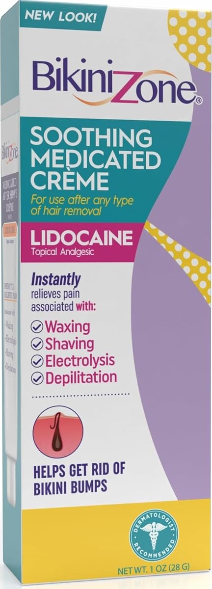 Bikini Zone Medicated After Shave Crème with Lidocaine, 1 oz, 1 Pack | 2% lidocaine HCl to help soothe skin post-shave. Cooling sensation to refresh skin. Helps prevent bumps & redness.