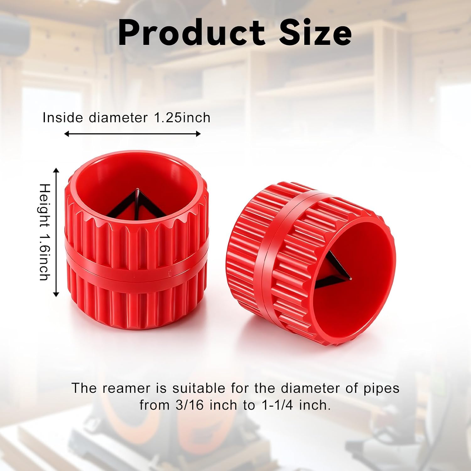 2 PCS PVC Pipe Deburring Tool, Red Inner-Outer Reamer