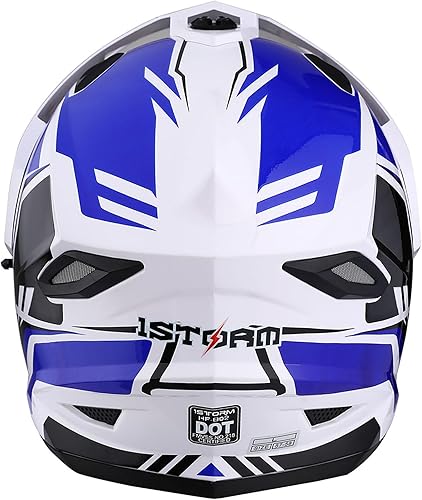 Miniatura 8 de 1Storm Casco integral de doble visera para niños, para motocicleta, motocross, todoterreno, color negro mate