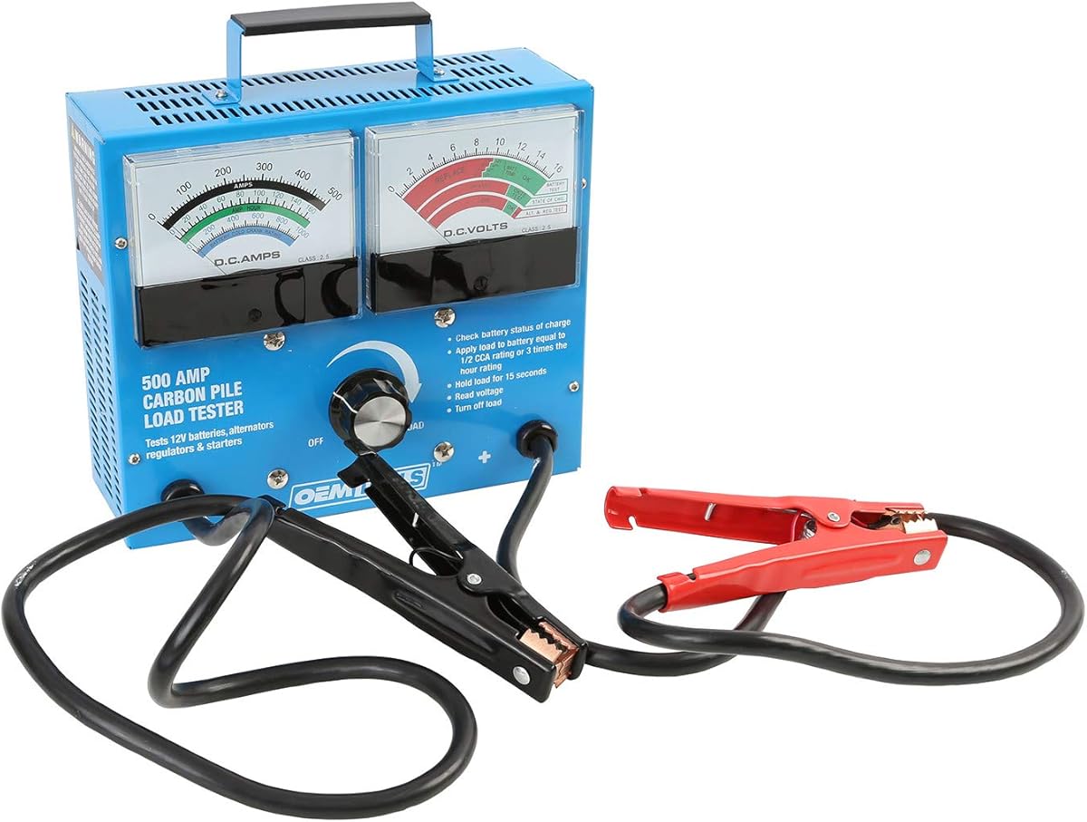 OEMTOOLS 24336 500 Amp 12V Battery Load Tester, Battery Voltage Meter, Regulator and Alternator Load Tester, Variable Voltage Battery Load Tester