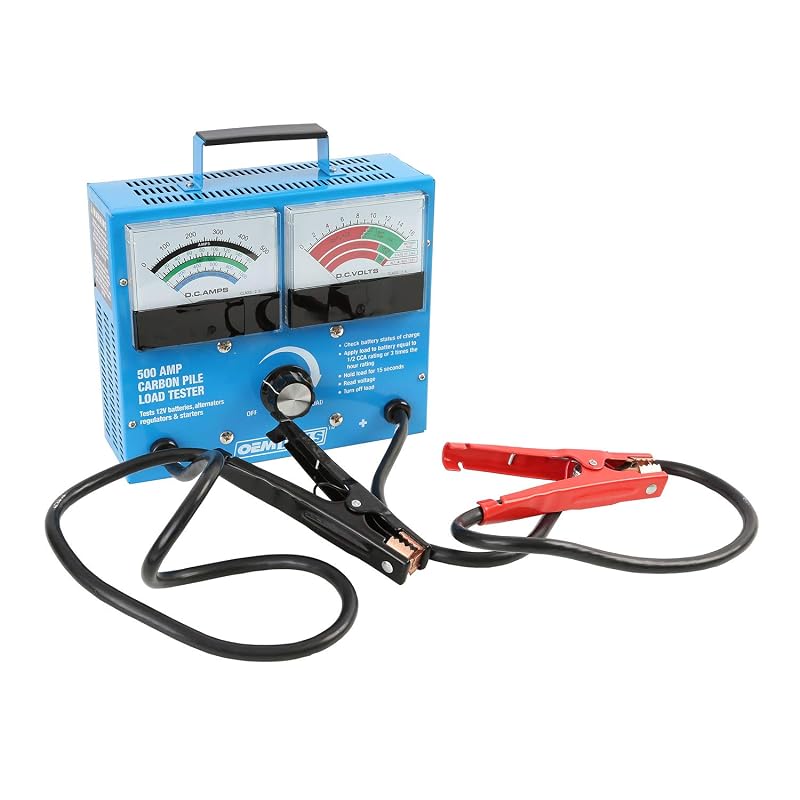 OEMTOOLS 24336 Testador de Carga de Bateria 500 A e 12 V com Medidor de Tensão, Alternador e Motor de Partida