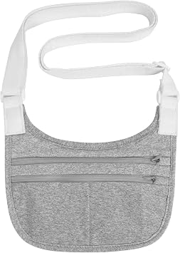 Travel Money Belt Cashsafe Anti Theft Travel Wallet, Fanny Packs for Passport Holder Hidden Under Clothes, Running Bag to Carry Phone Keys Grey