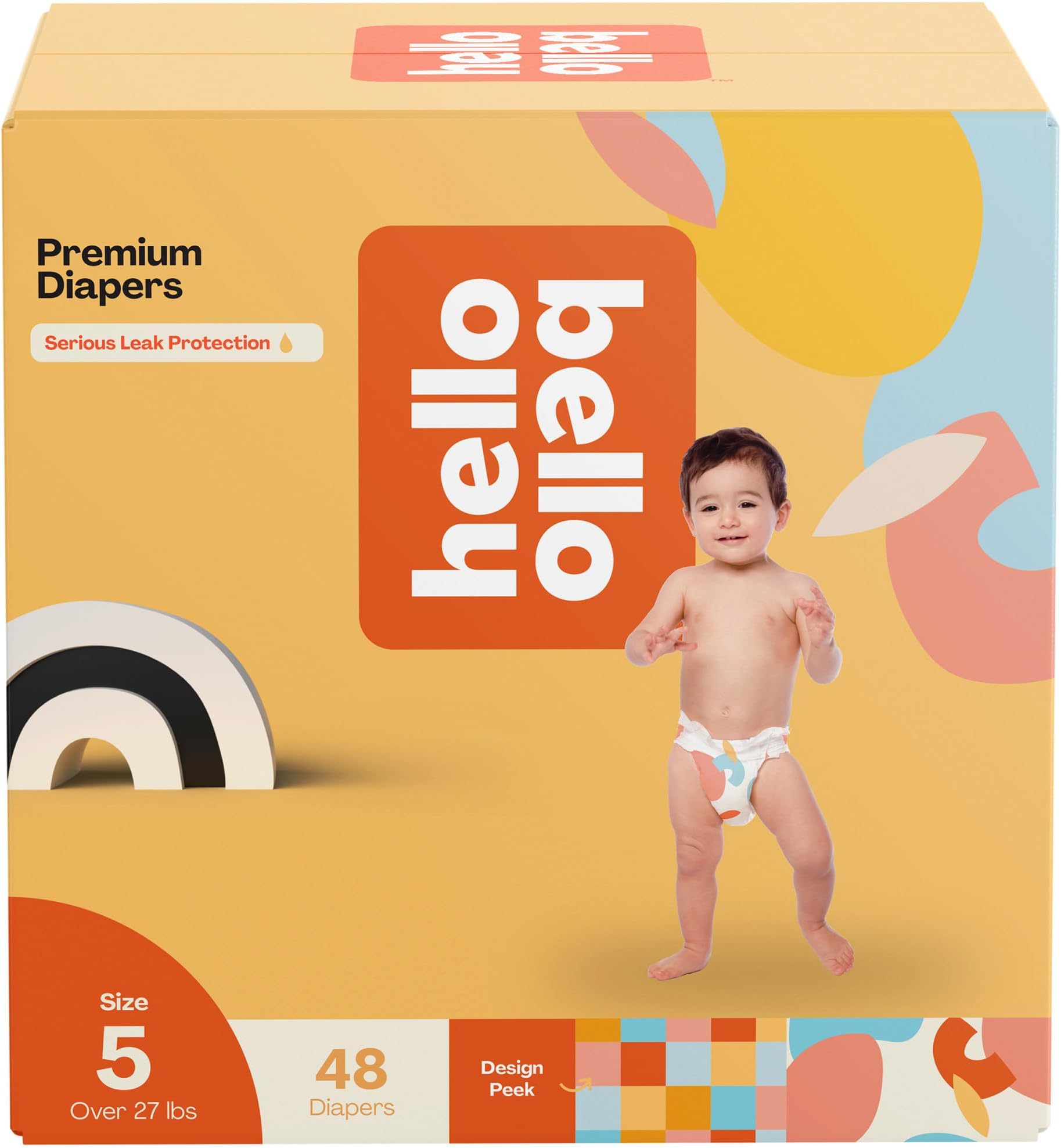 Hello Bello Premium Diapers Size 5, Honeysuckle Designs, 48ct Club Box, Hypoallergenic and Extra Absorbent