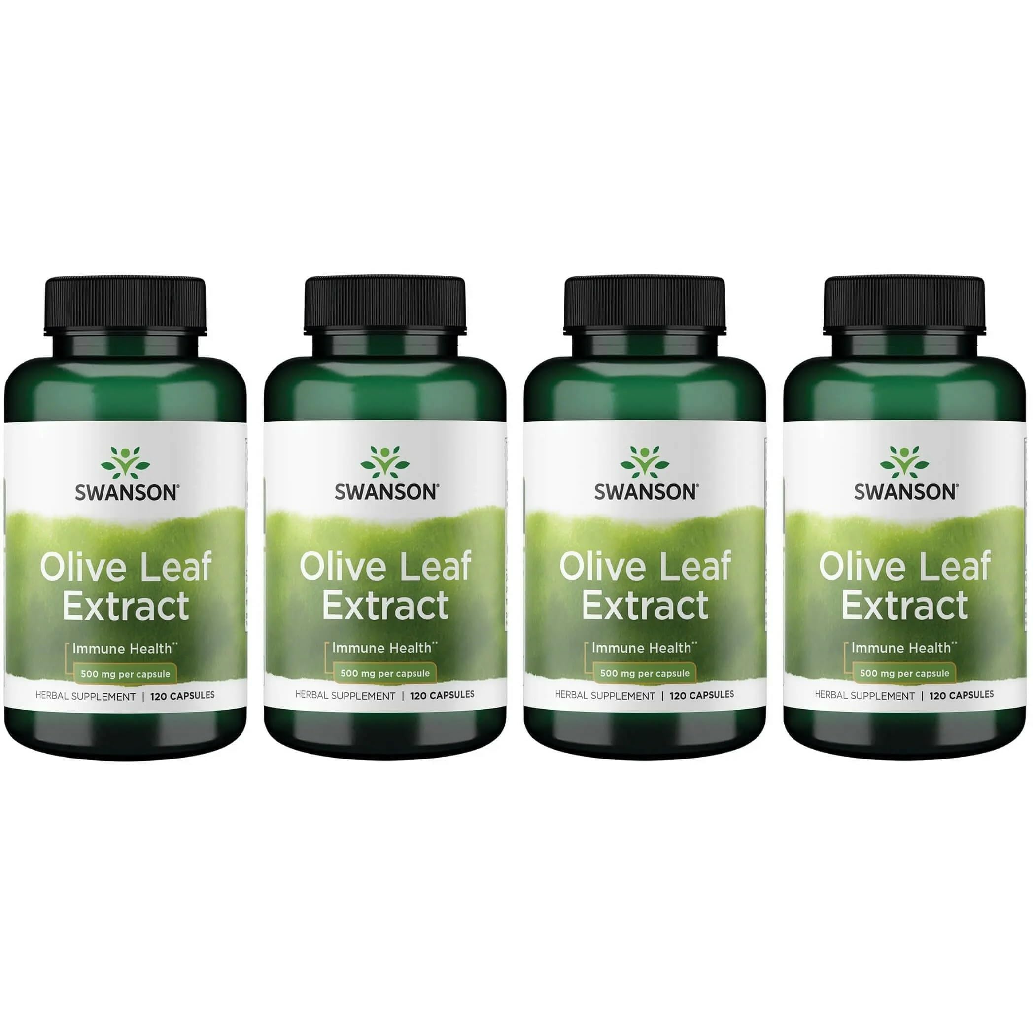 Swanson Olive Leaf Extract Immune Health, 500 mg, 120 Caps, 4 Pack