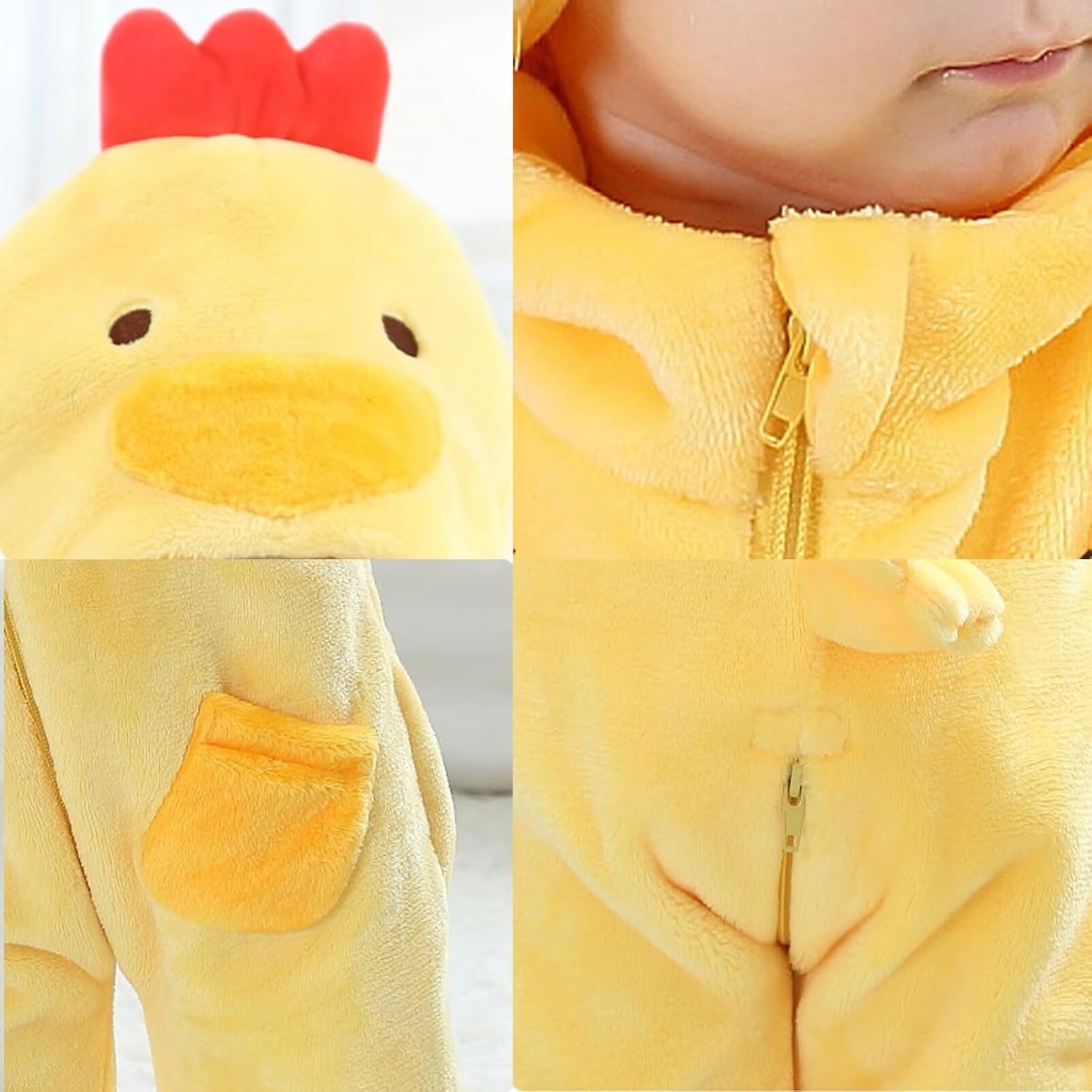 DarkCom Unisex Baby Chicken Costume Animal Onesie Toddler Hooded Romper Halloween Kids' Christmas Pajamas - Image 5