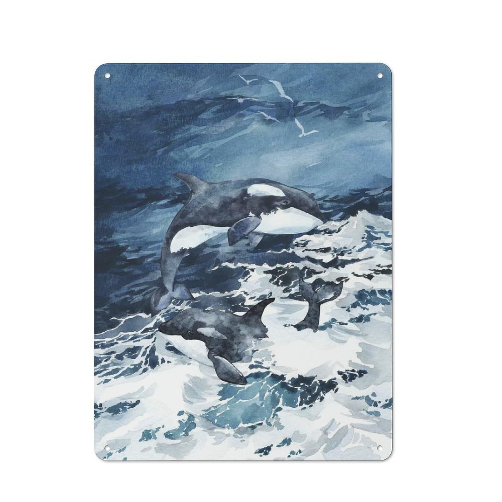 Wild Orcas Rustic Metal Wall Decor 40x30cm, Metal Wall Sign for Pub, Home Bar, Shed Or Man Cave