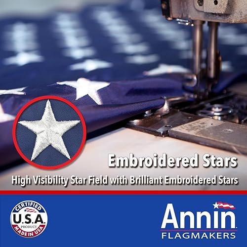Miniatura 3 de Annin Flagmakers Modelo 2300 Bandera Americana para todo tipo de clima de nailon SolarGuard Nyl-Glo, 6 x 10 pies