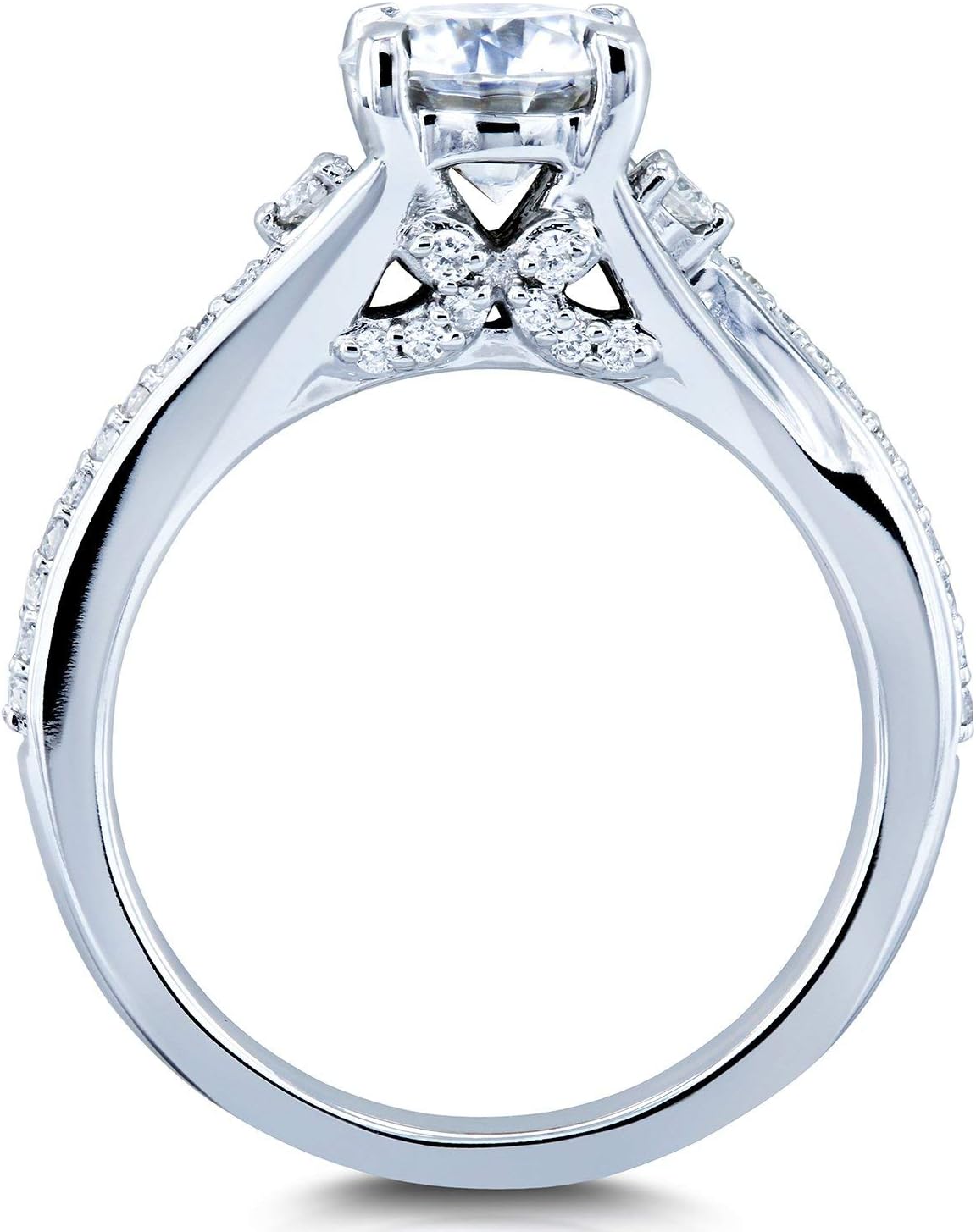 Kobelli Moissanite Bypass Ring 14k White Gold