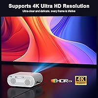 Vista 4 de Proyector inteligente ANSI 1500, proyector HOMPOW 4K con WiFi y Bluetooth, mini proyector, sistema de transmisión integrado, proyector