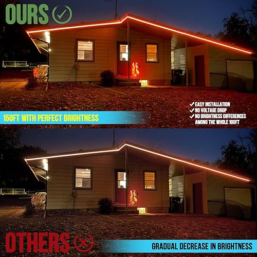 Miniatura 5 de Rxment Tira de luces LED para exteriores de 150 pies, impermeables, con control remoto y Bluetooth, sincronización de música, luces largas que