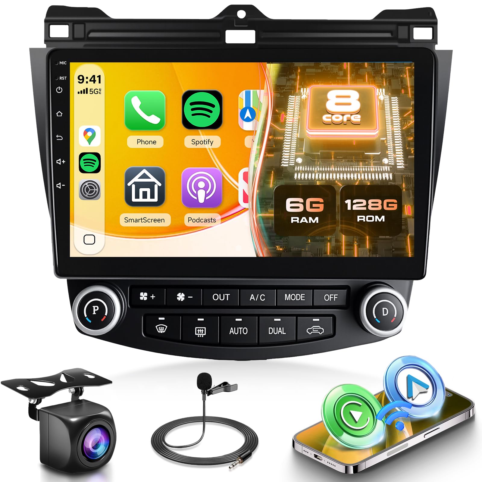 Amazon.com: 8Core 6G+128G Car Radio Stereo for Honda Accord 2003