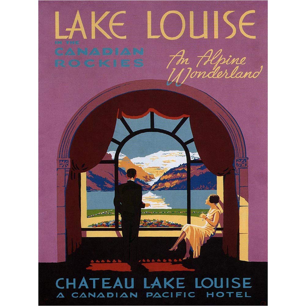 Wee Blue Coo Travel Tourism Lake Louise Rocky Mountains Canada Vintage Advert Art Print Poster Wall Decor 12X16 Inch