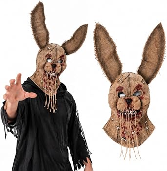 Scary Bunny Mask Adult Halloween Horror Burlap Bloody Rabbit Masks