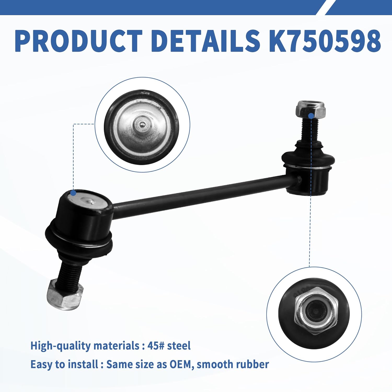 Front Sway Stabilizer Bar End Link K750597 K750598 Compatible with Kia Soul 2010 2011 2012 2013, Pair Front Left & Right Stabilizer Bar Link 548302K000 548402K000