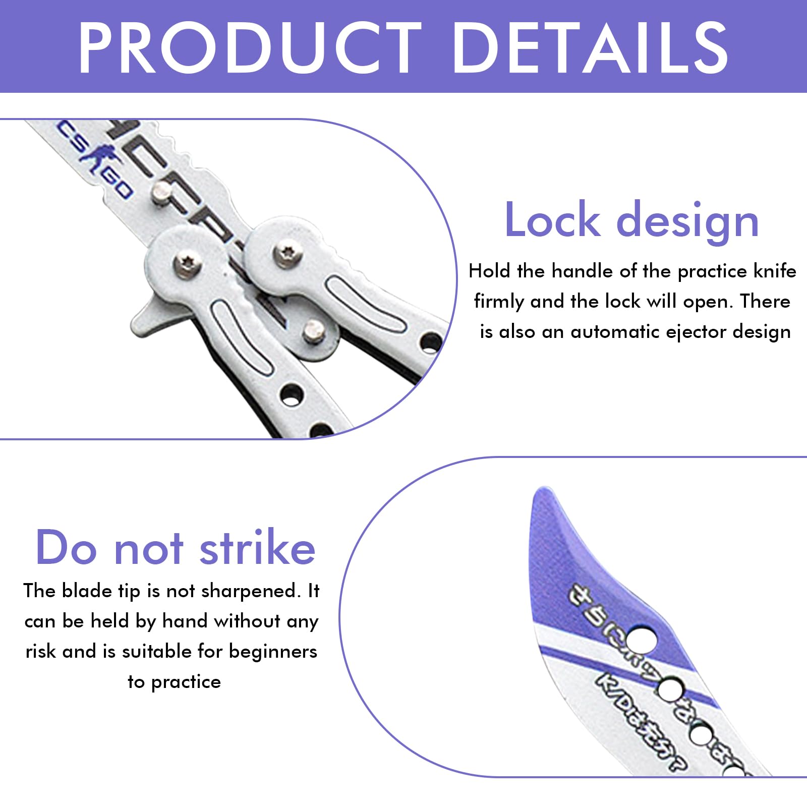 Entrenador de mariposas 2 piezas plegable cuchillo de práctica hoja desenfocada acero inoxidable Balisong principiantes