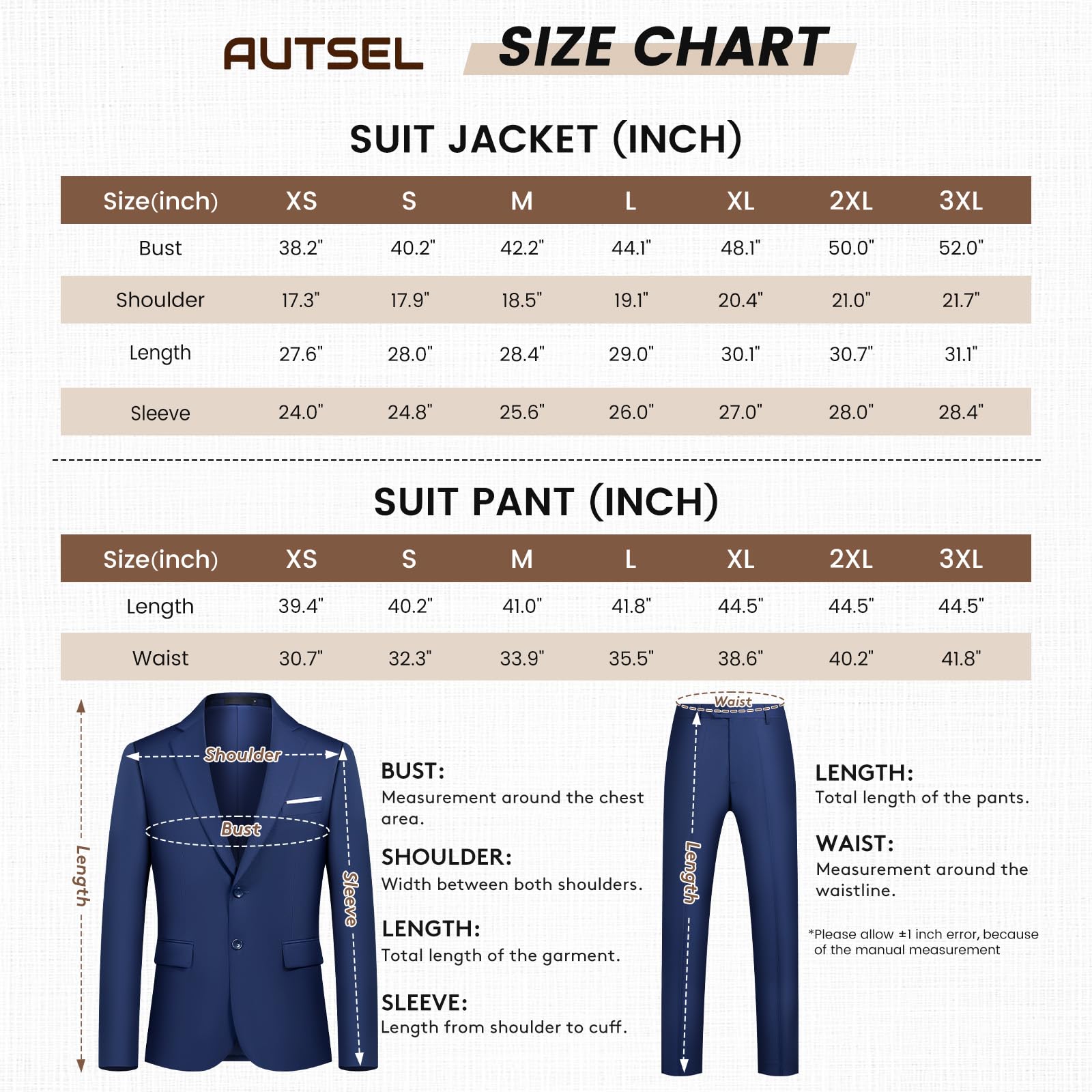 Traje para Hombre de 2 Piezas de Color Liso con Dos Botones de Trabajo Business Vestido Slim Fit (Blazer + Pantalones)