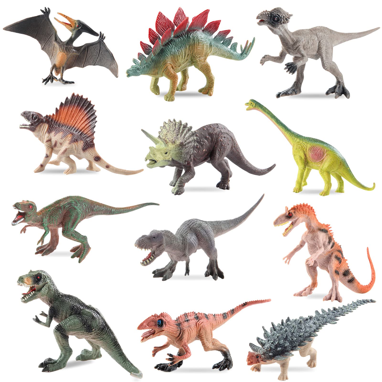 XIAOYANGKEJI Juego Dinosaurio para Niños, 12 Piezas Juguetes Realistas de Dinosaurio, Juguetes Interactivos de Dinosaurios para Niños, Great as Dinosaur Party Supplies, Birthday Party Favors