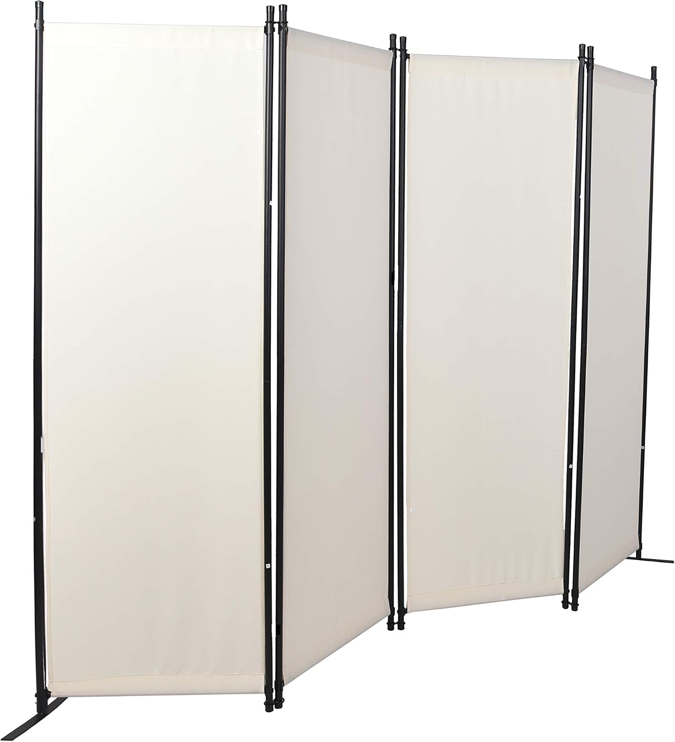 4 Panel Room Divider Privacy Screens Home Office Accents Folding Steel Frame White (White)