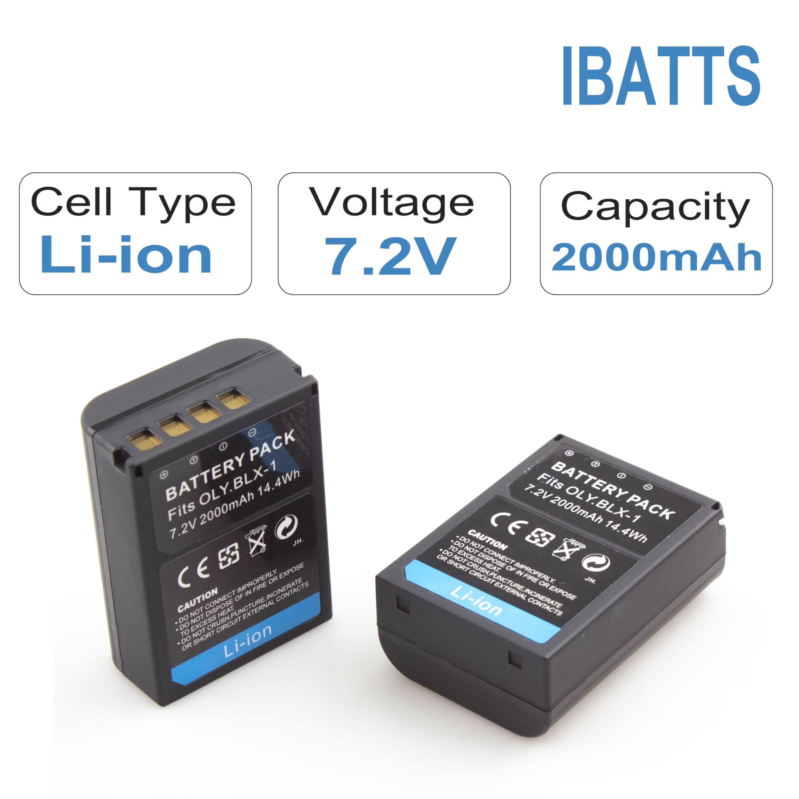 2 Pack 2000mAh BLX-1 Battery for Olympus OM System OM-1,Replacement Camera Battery for OM-1 Mark II,Rechargeable Battery Compatible with BCX-1 SBCX-1 Battery Charger
