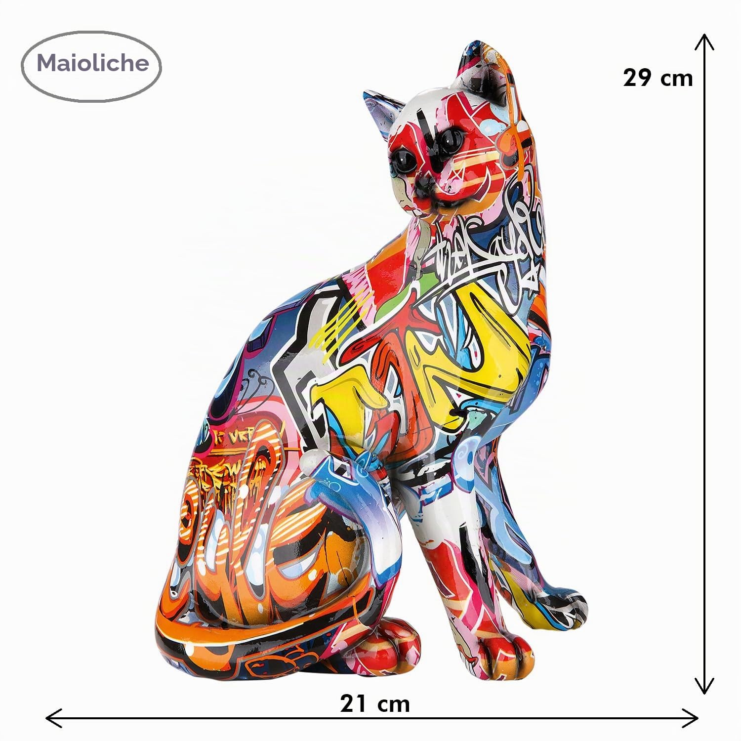 GILDE - Statuetta decorativa a forma di gatto pop-art, regalo per donne, altezza: 29 cm