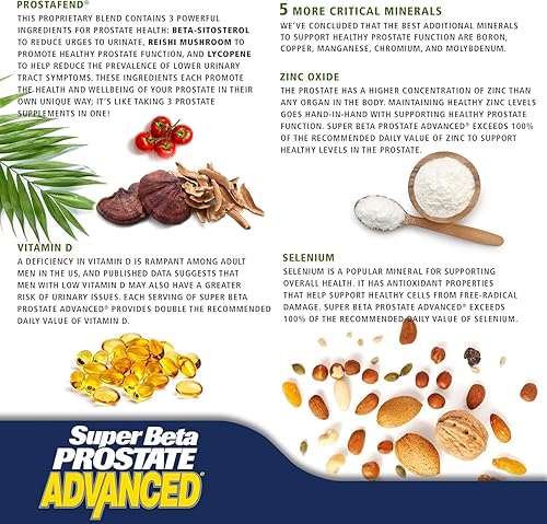 Miniatura 10 de Super Beta Prostate Advanced Chewables - Suplemento de apoyo de próstata para la salud de los hombres (60 masticables, 1 botella)