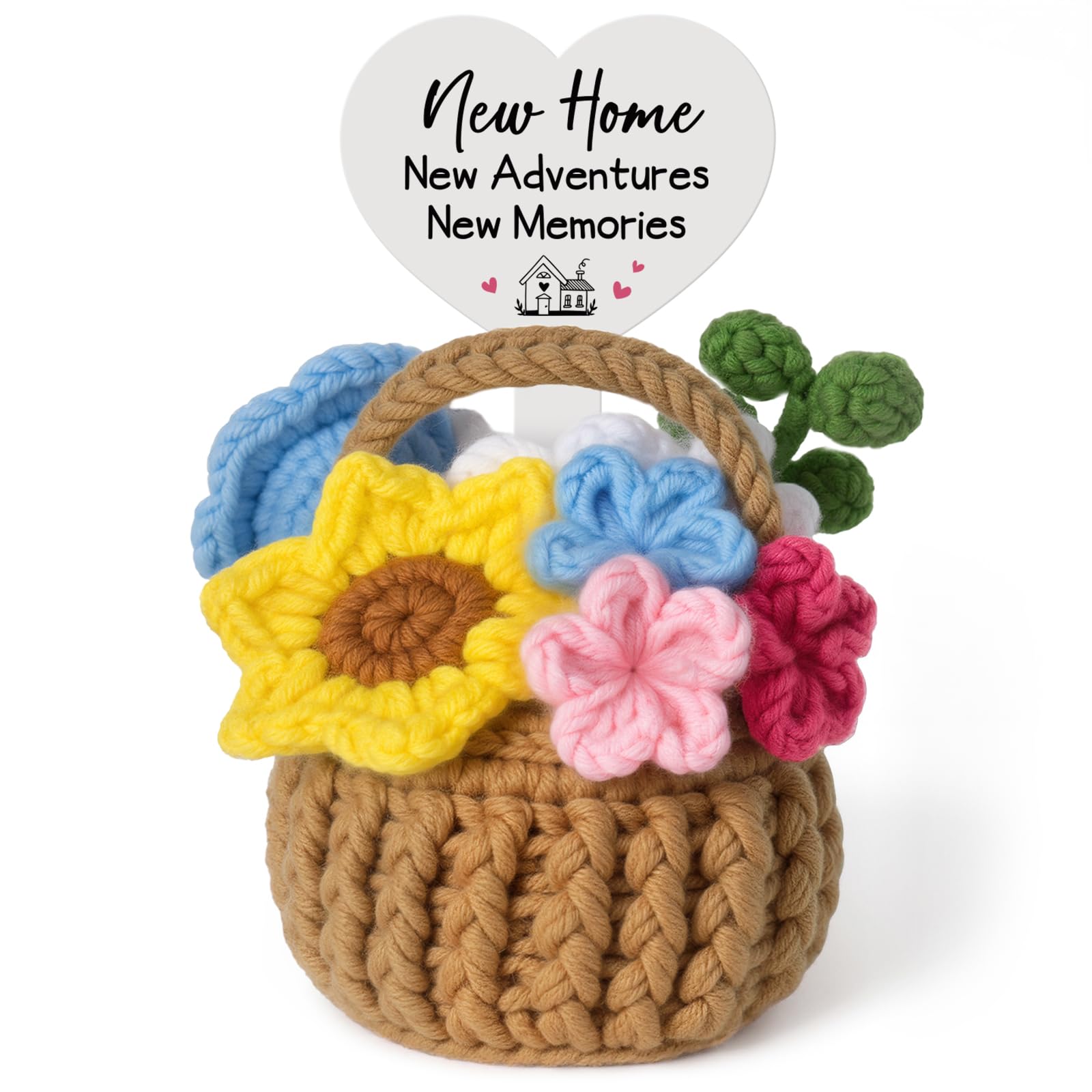 Aurahouse House Warming Gifts New Home, Handmade Crochet Flower Basket — image 1