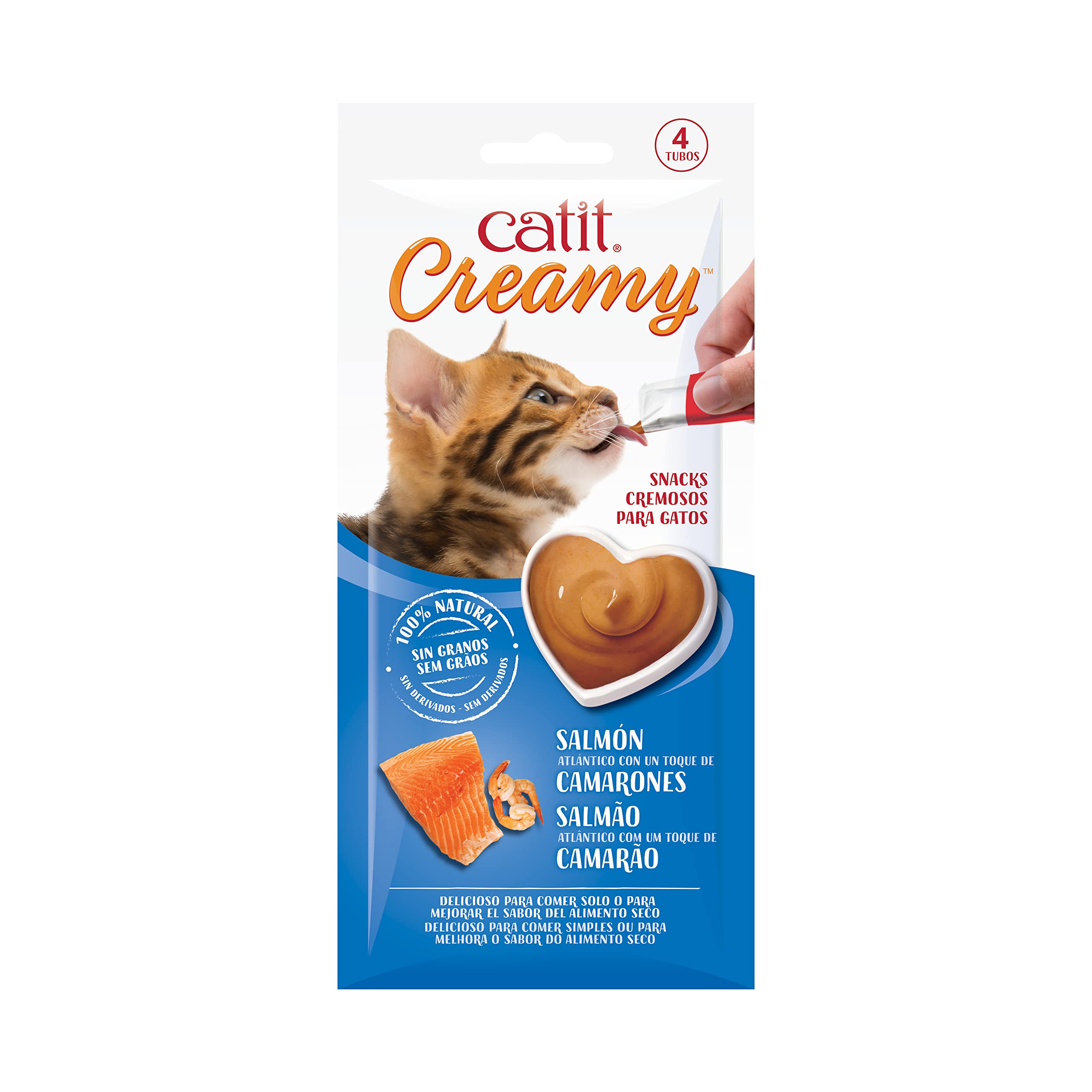 Comida húmeda para Gatos Catit Catit Creamy Salm¾n y Gambas 4x10g