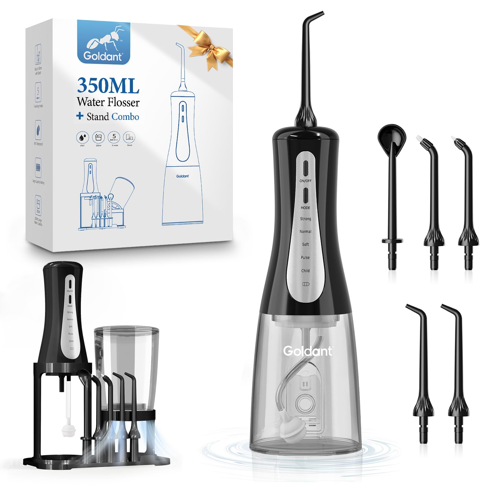 Goldant 350ML Water Flosser Black