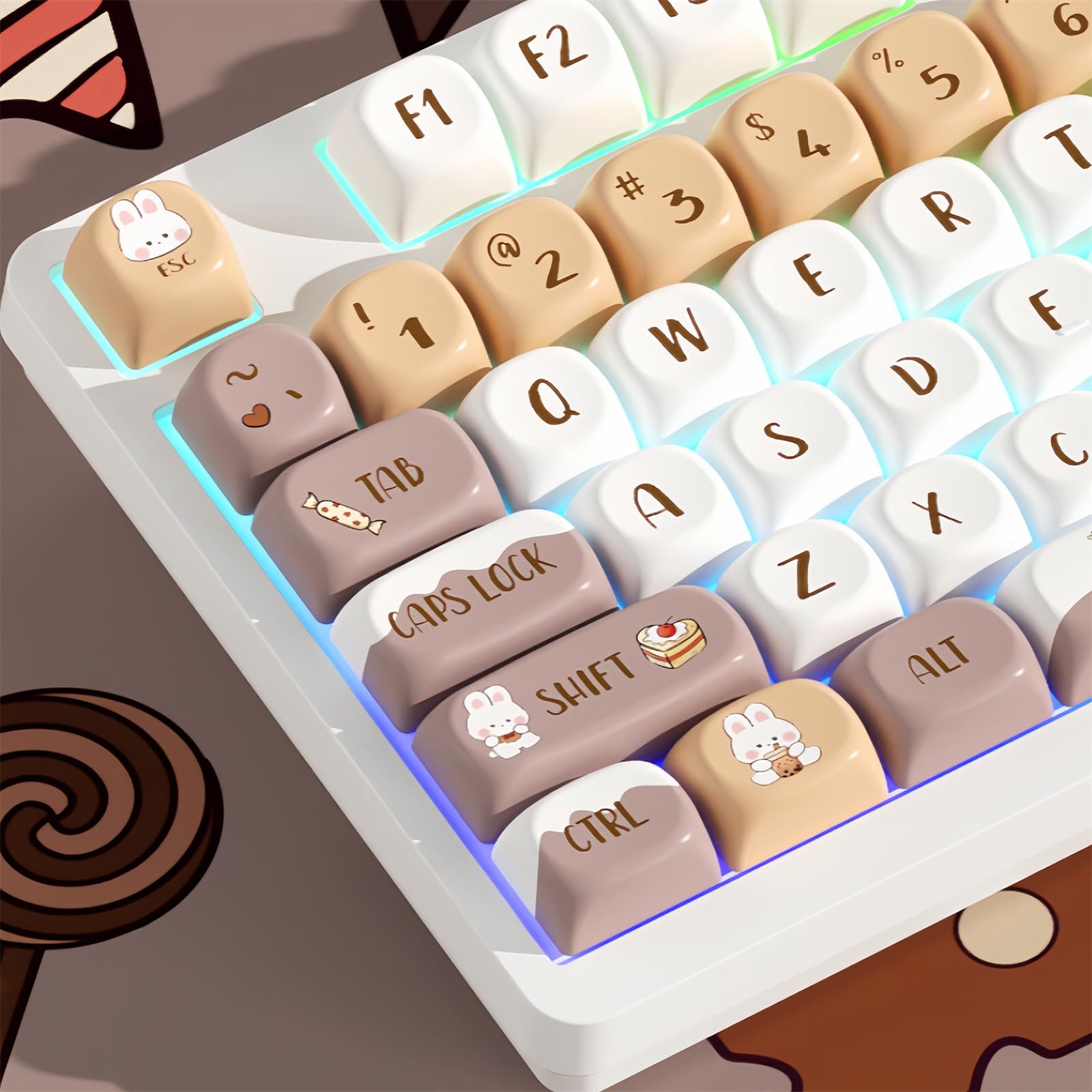 Amazon.com: FKZ Cute MOA Profile Keycaps.PBT Dye-Sub Kawaii Round