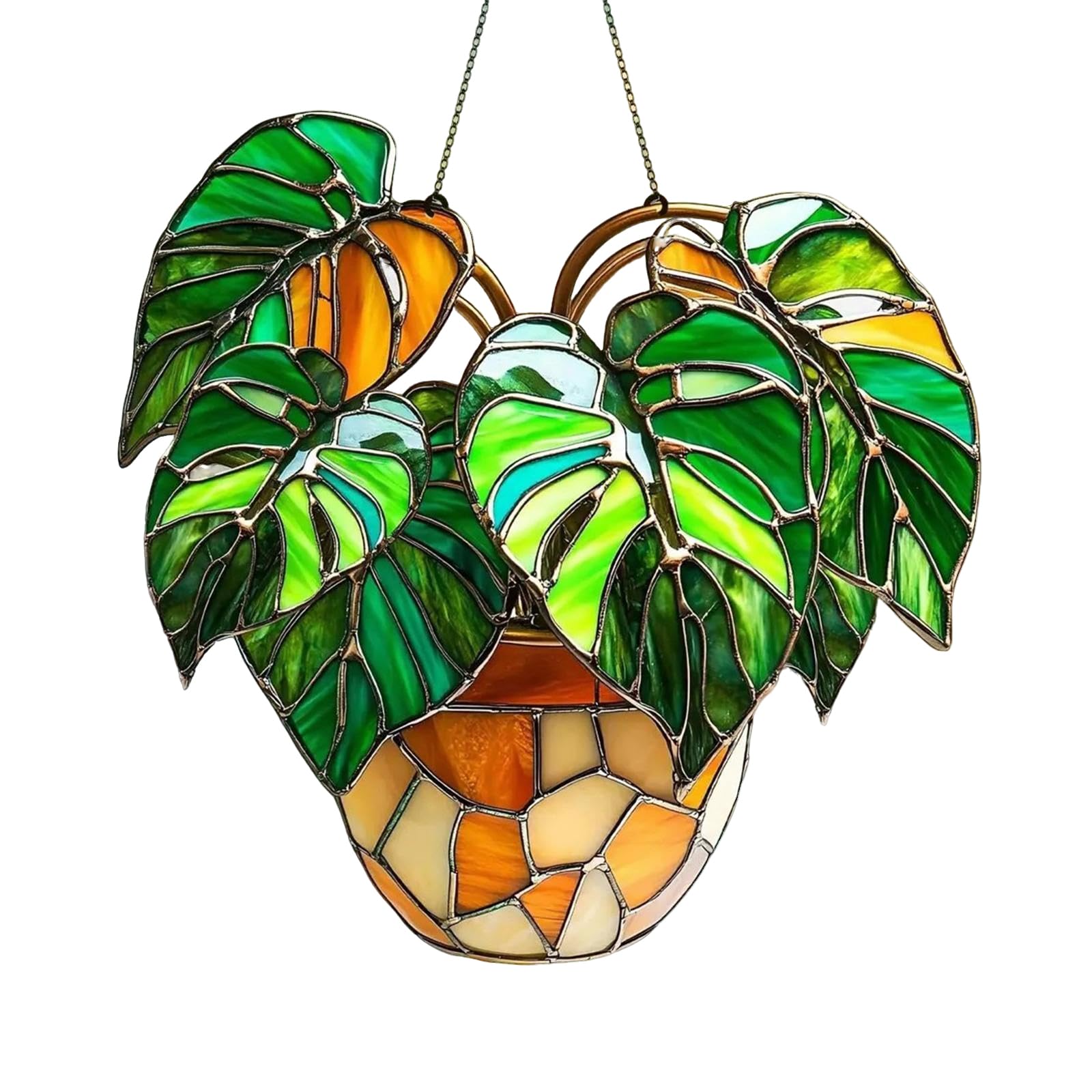 yanwuwa Stained Glass Birds Sunflowers Suncatchers Decors for Window Hanging,Artificial Green Plant Decors for Women,Mom