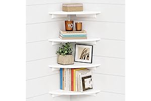 Forbena Corner White Floating Book Shelves for Wall Space-Saving Solution
