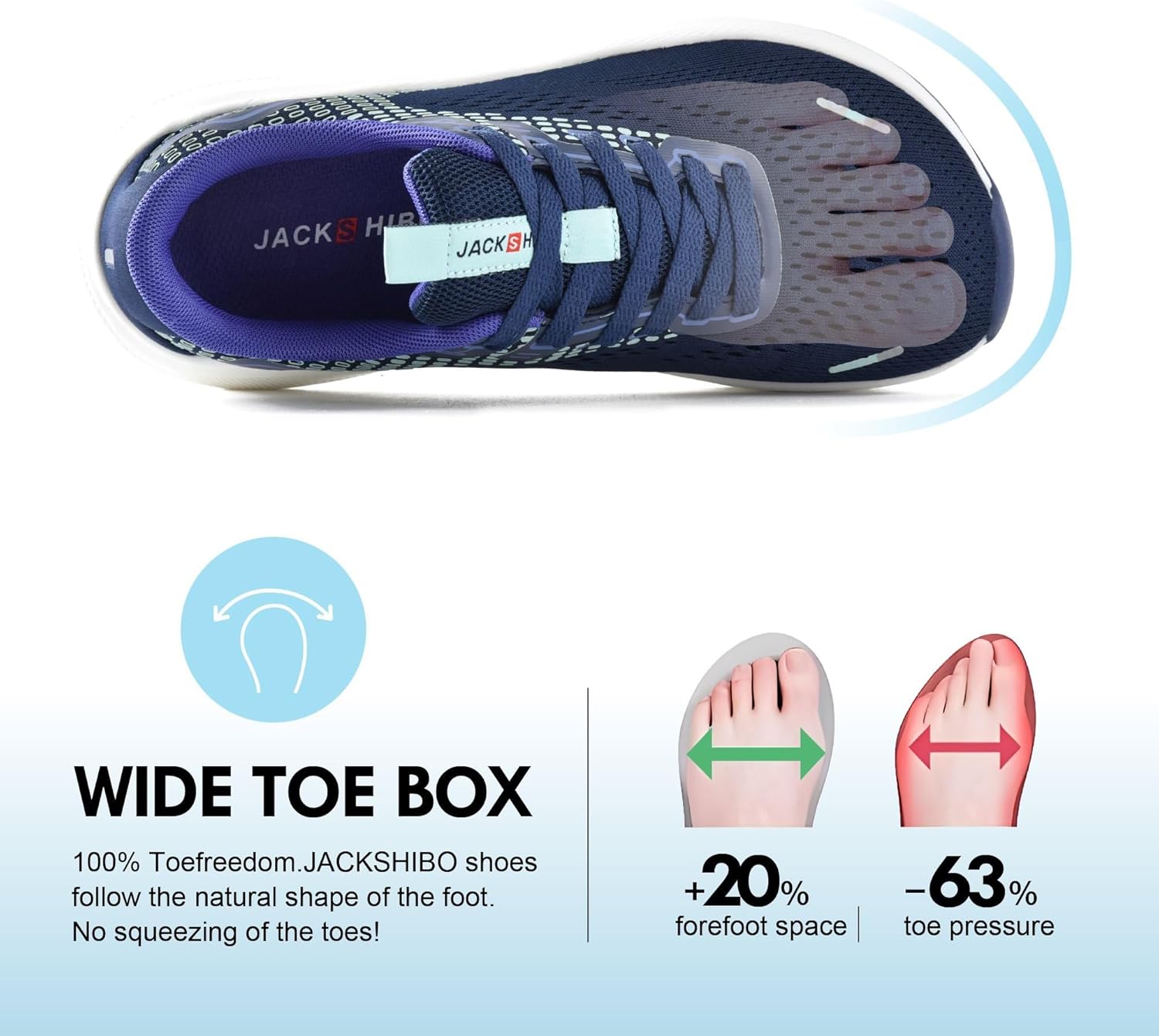 JACKSHIBO Wide Toe Box Shoes Women Arch Support Wide Sneakers for Running Walking Athletic Tennis Orthopedic Plantar Fasciitis Workout with Thick Cushion Zero Drop Sole Width Shoes - Image 2